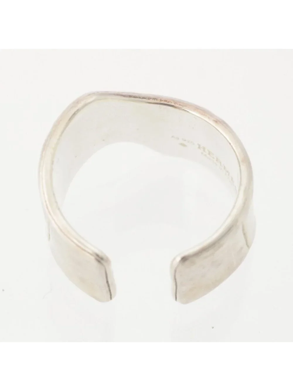 Hermes Memoire Croco Bamboo Pattern Ring Ali Silver